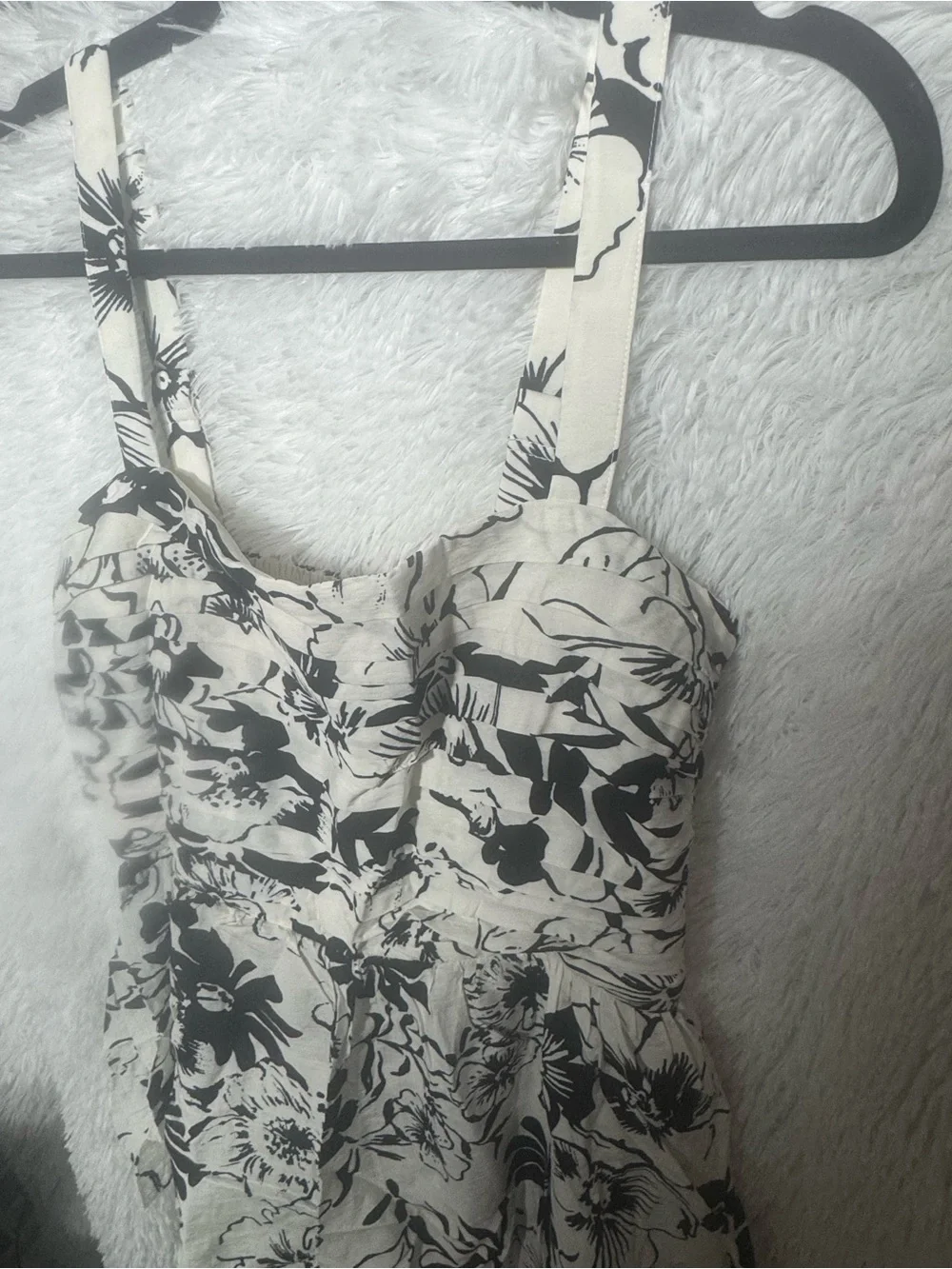 Abercrombie & Fitch Black and White Floral Tiered Maxi Dress